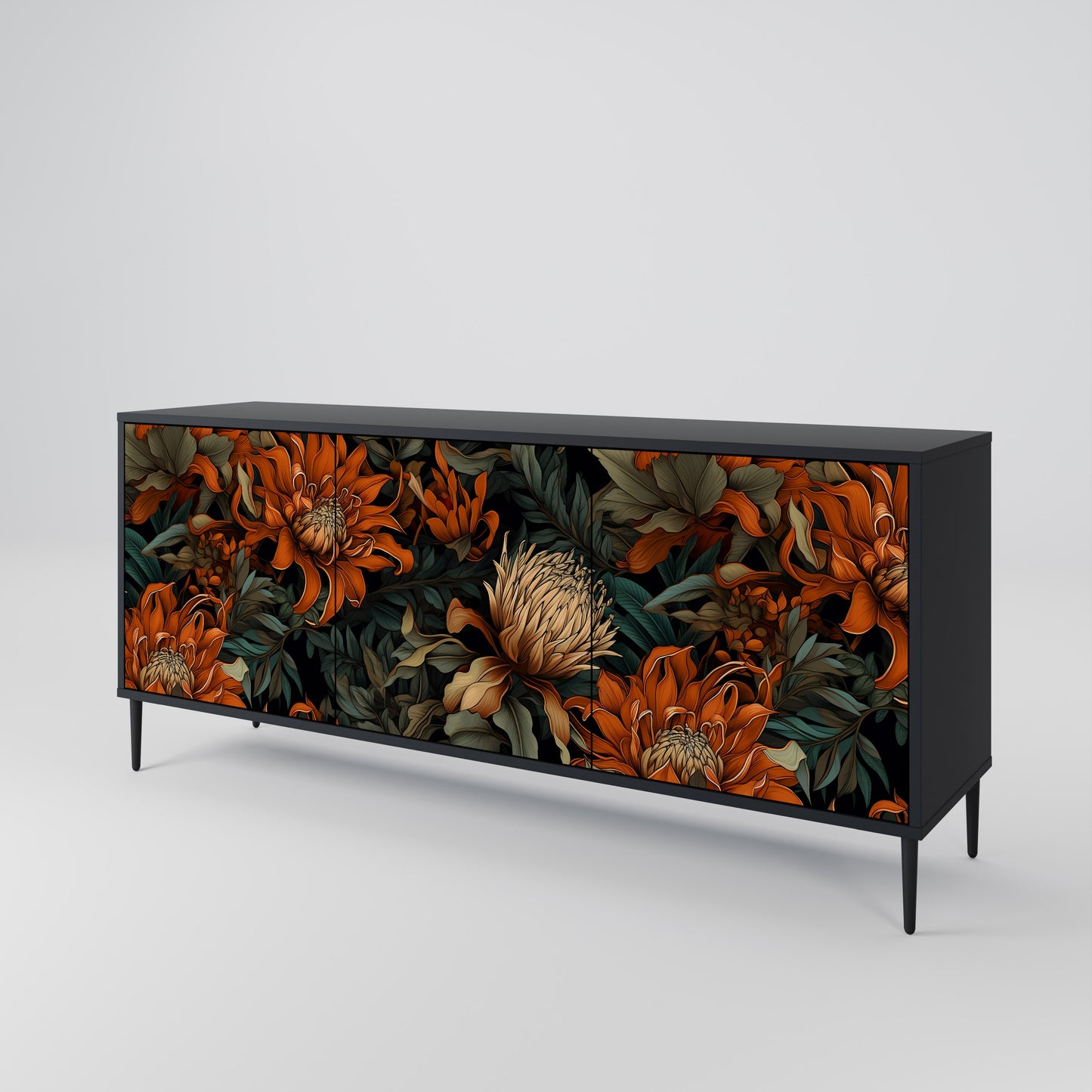 DAWN BLOOM 3-dörrars skänk i svart finish