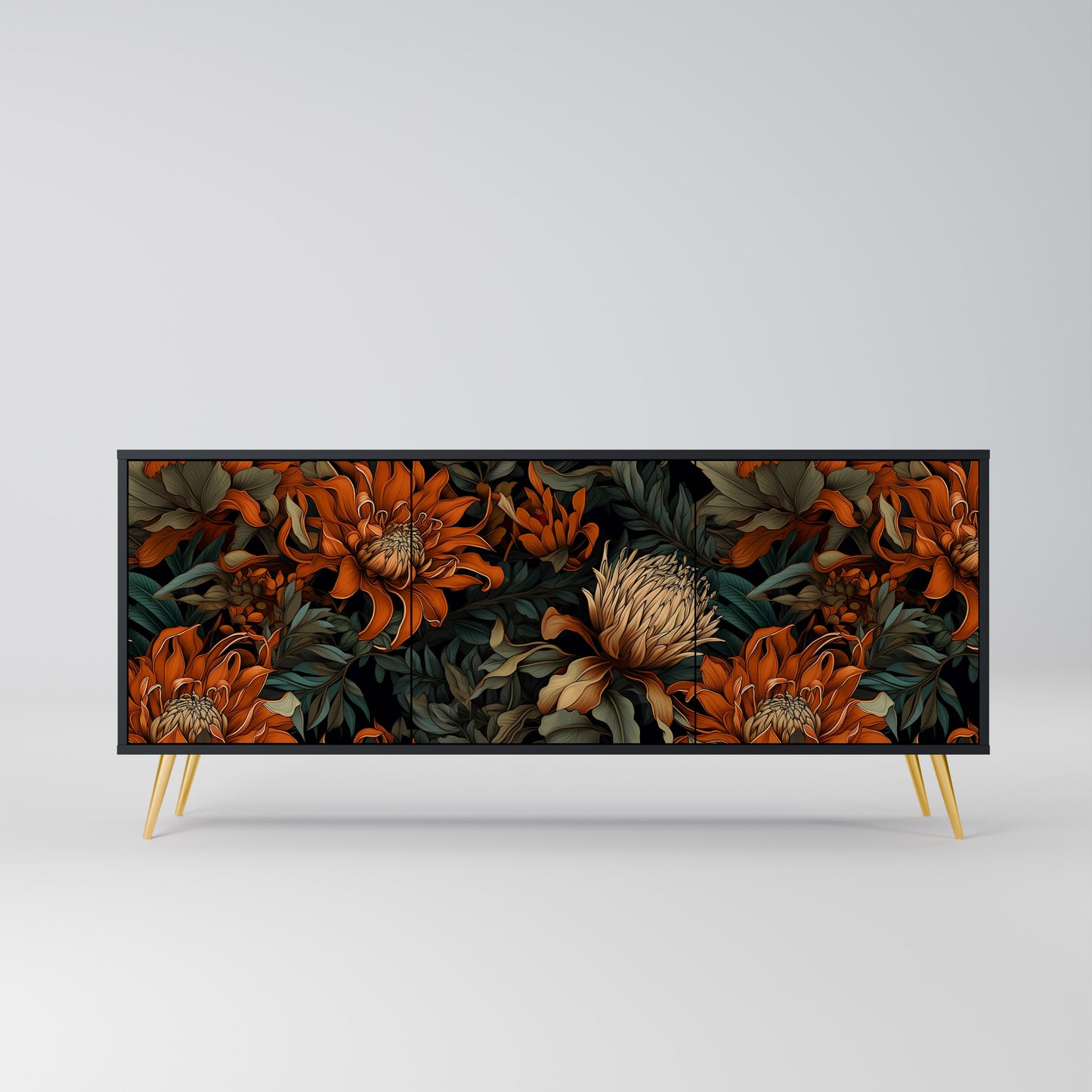 DAWN BLOOM 3-dörrars skänk i svart finish