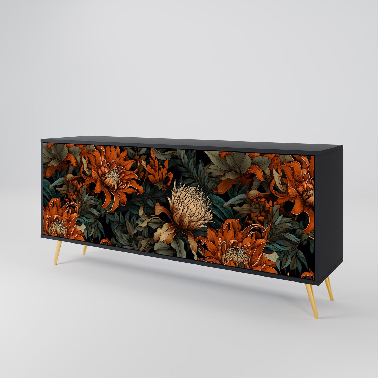 DAWN BLOOM 3-dörrars skänk i svart finish