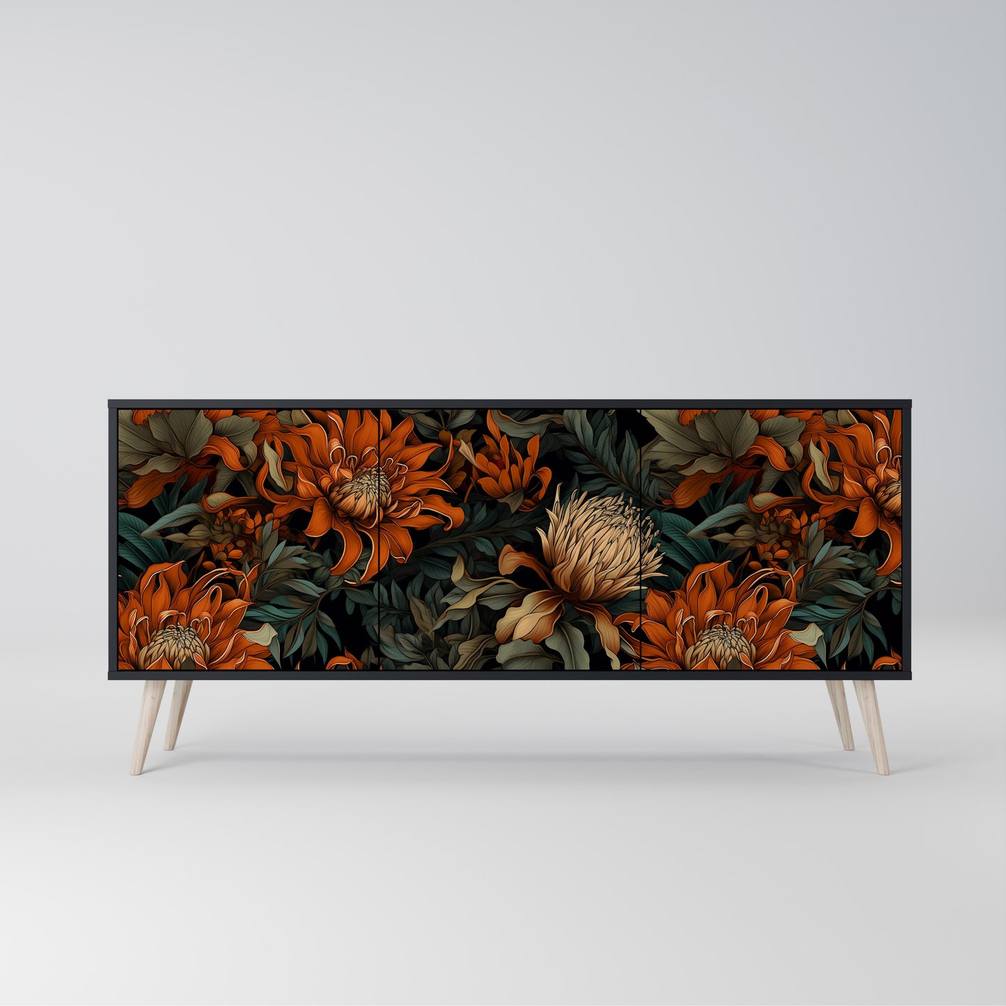 DAWN BLOOM 3-dörrars skänk i svart finish