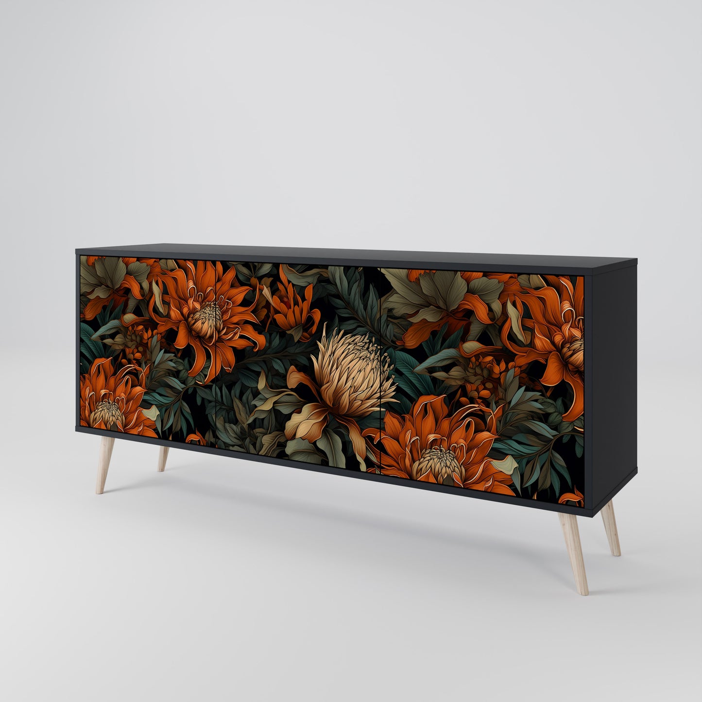 DAWN BLOOM 3-dörrars skänk i svart finish