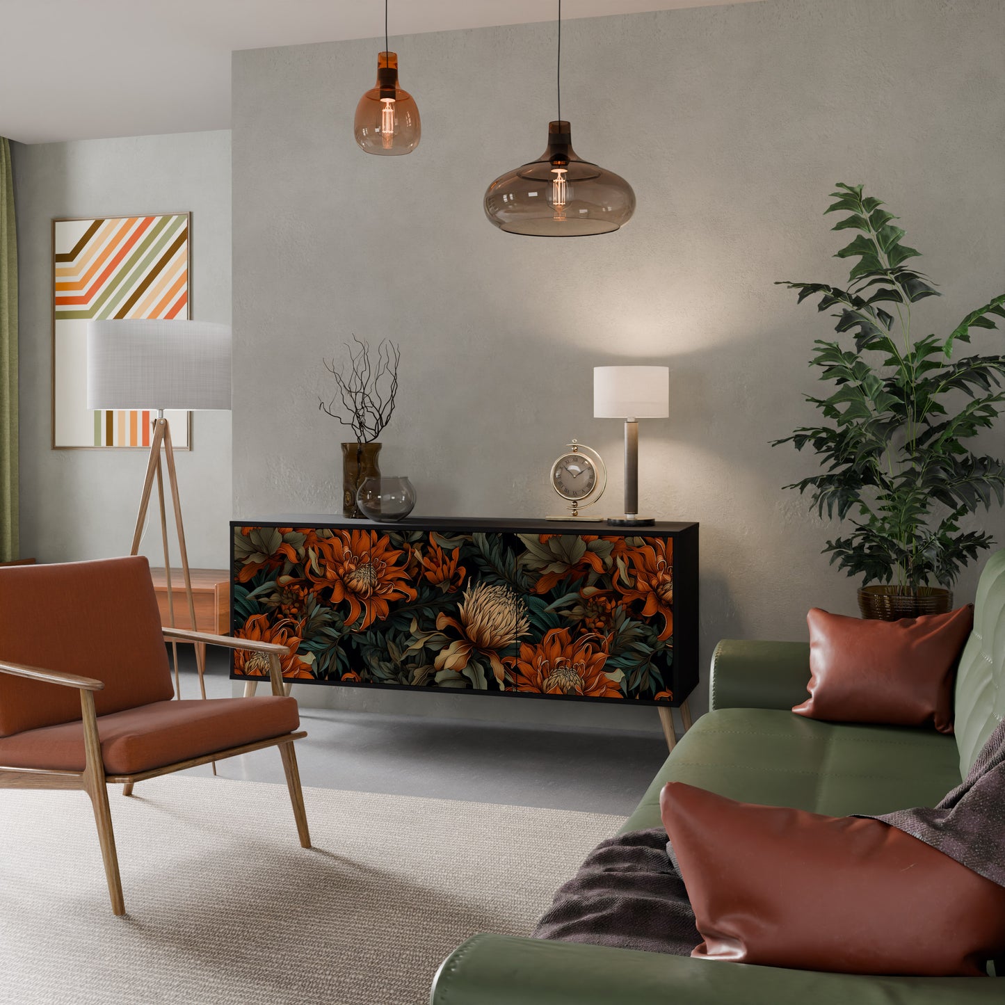 DAWN BLOOM 3-dörrars skänk i svart finish