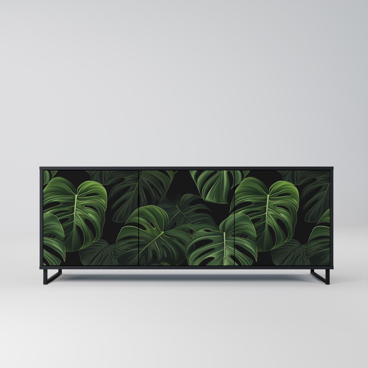 INFINITE MONSTERA 3-dörrars skänk i svart finish