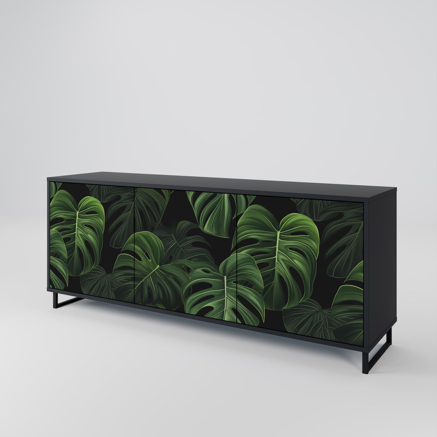 INFINITE MONSTERA 3-dörrars skänk i svart finish