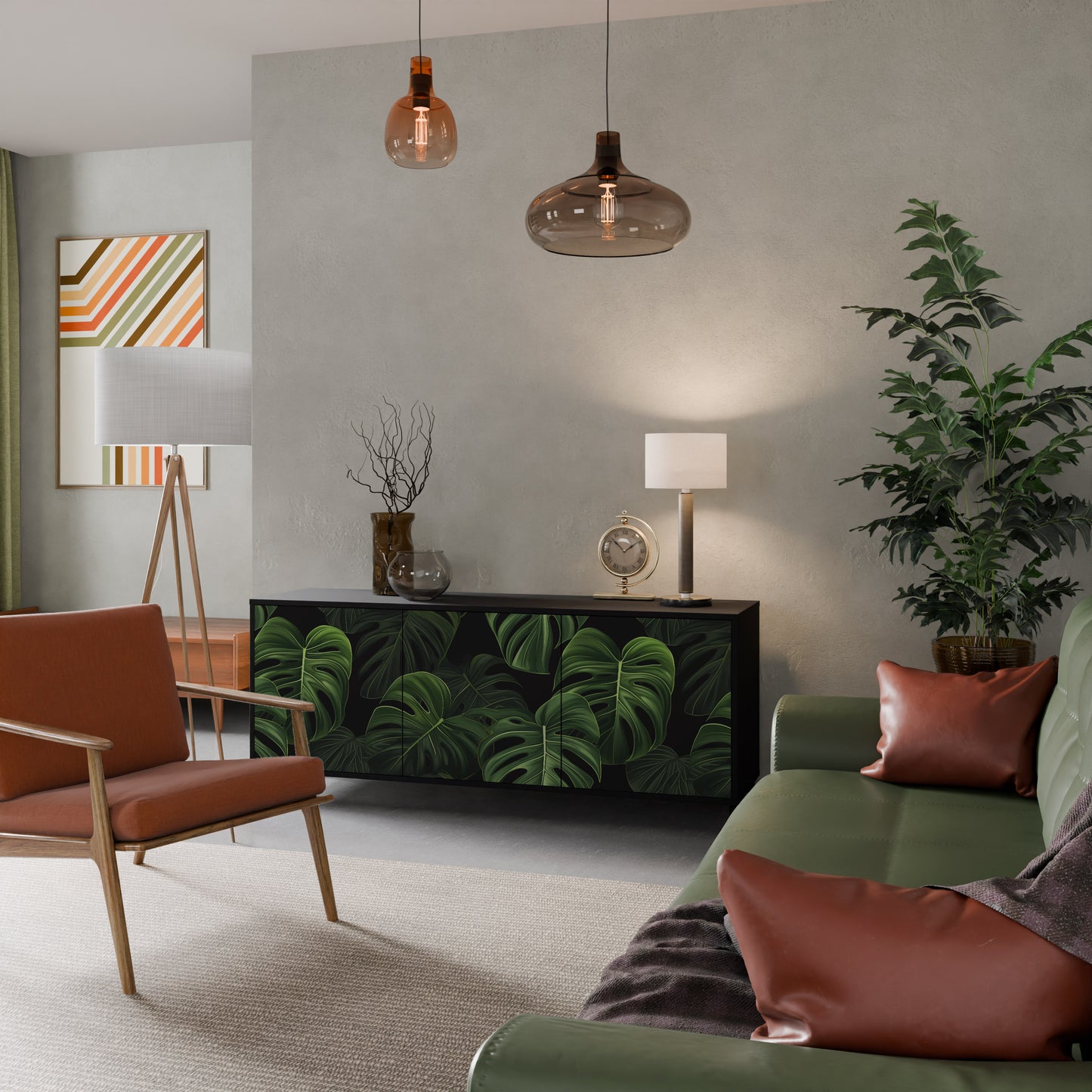 INFINITE MONSTERA 3-dörrars skänk i svart finish