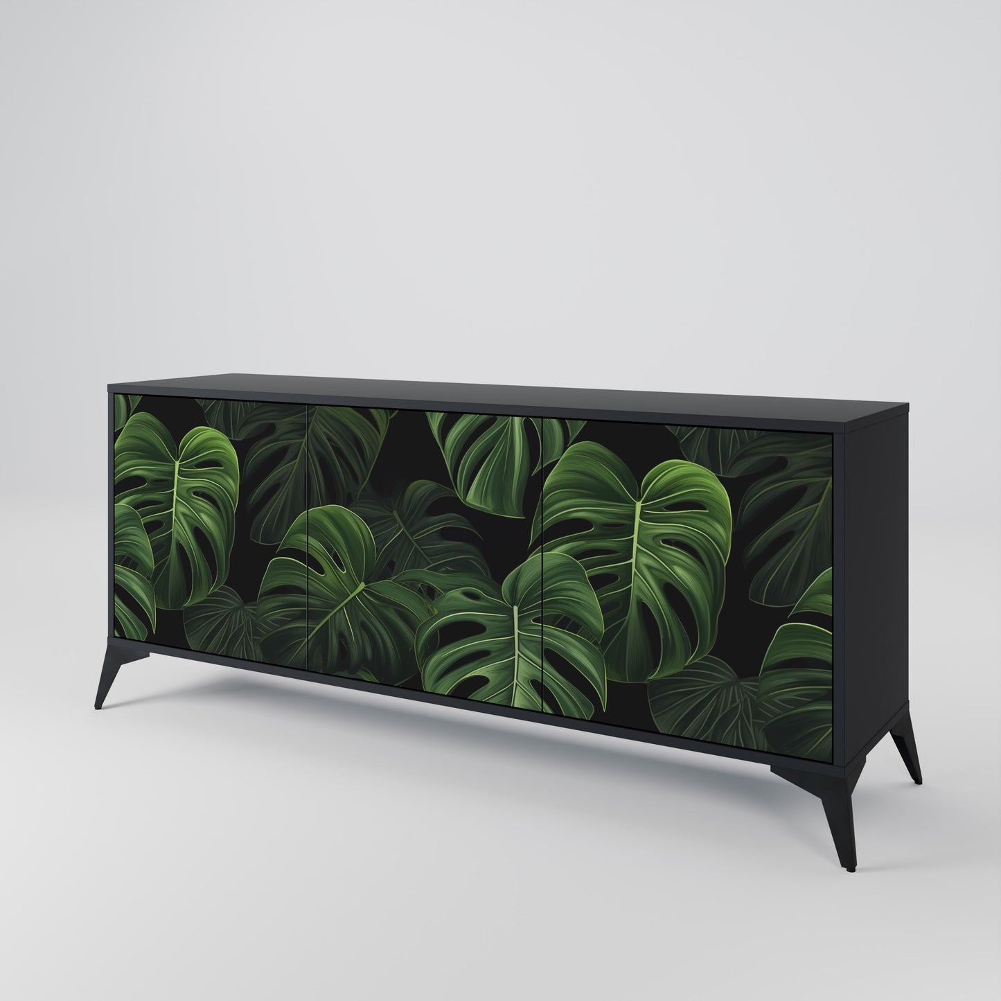 INFINITE MONSTERA 3-dörrars skänk i svart finish