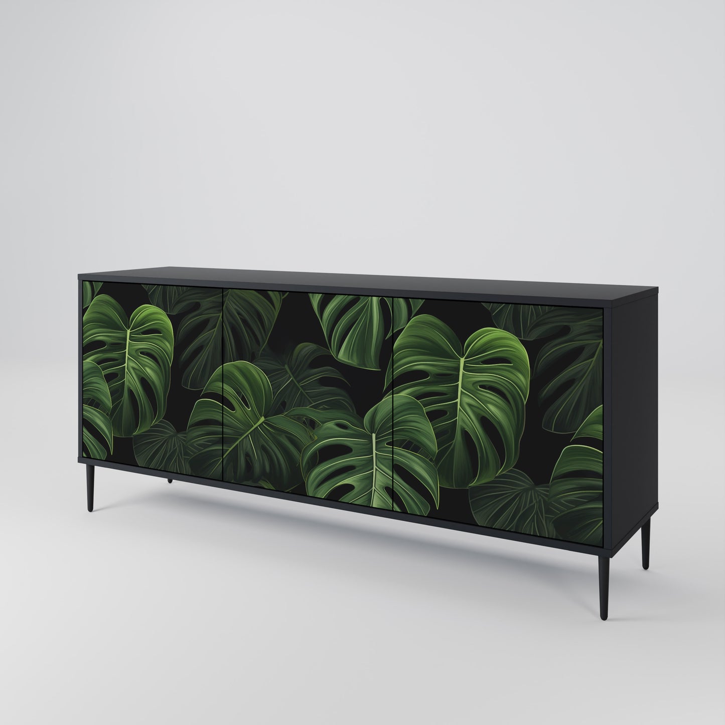 INFINITE MONSTERA 3-dörrars skänk i svart finish