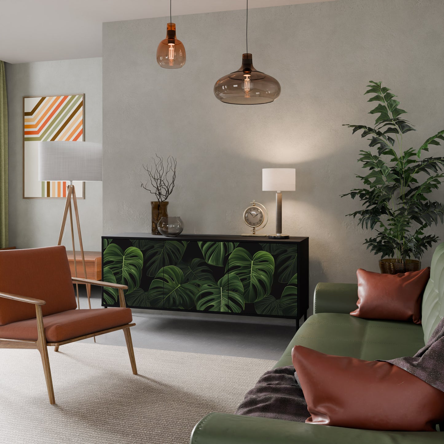 INFINITE MONSTERA 3-dörrars skänk i svart finish