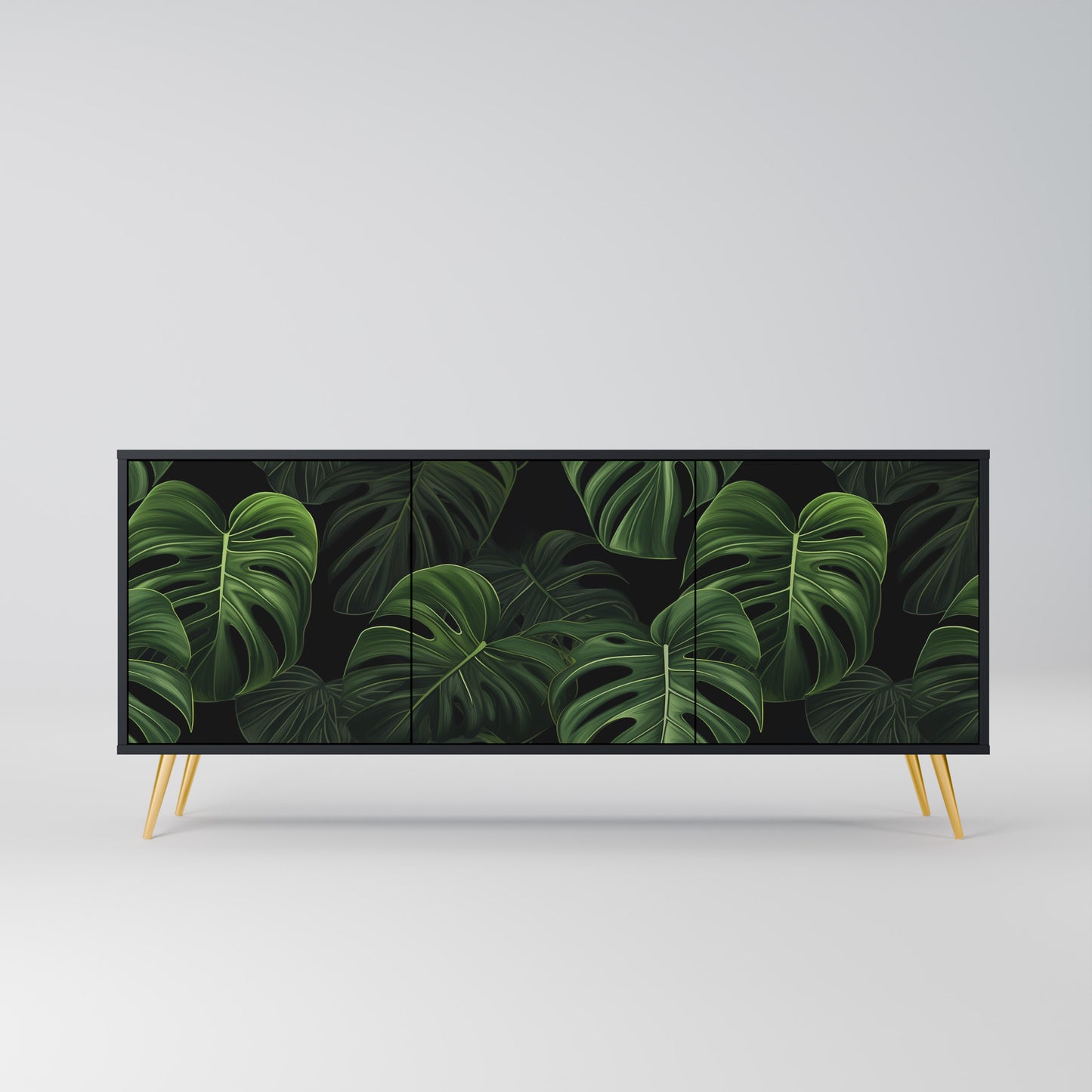 INFINITE MONSTERA 3-dörrars skänk i svart finish