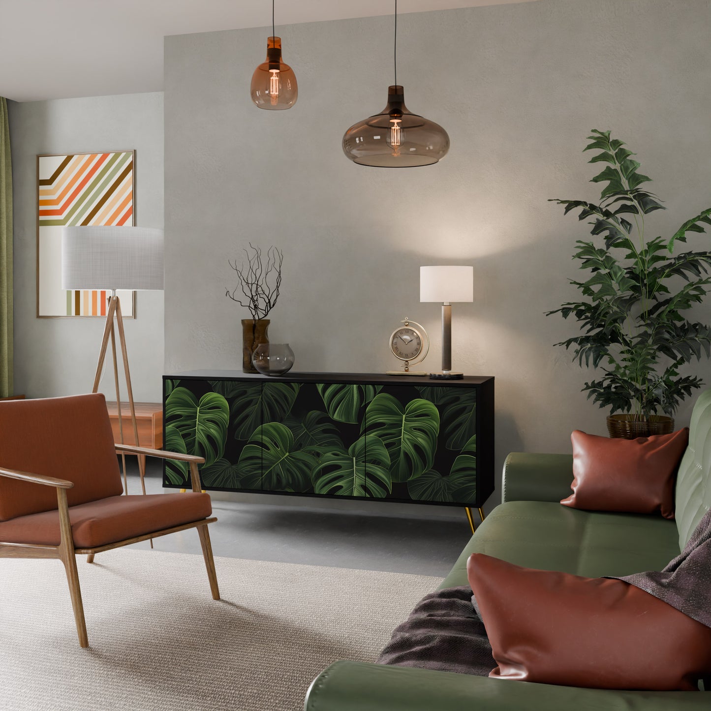 INFINITE MONSTERA 3-dörrars skänk i svart finish