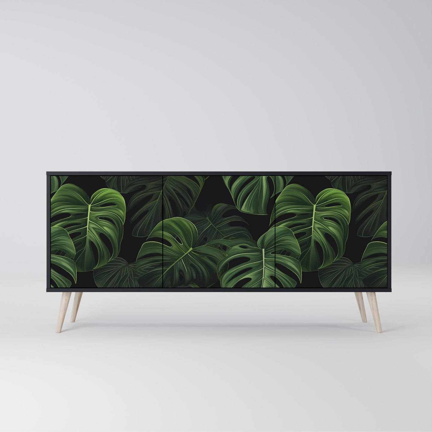 INFINITE MONSTERA 3-dörrars skänk i svart finish