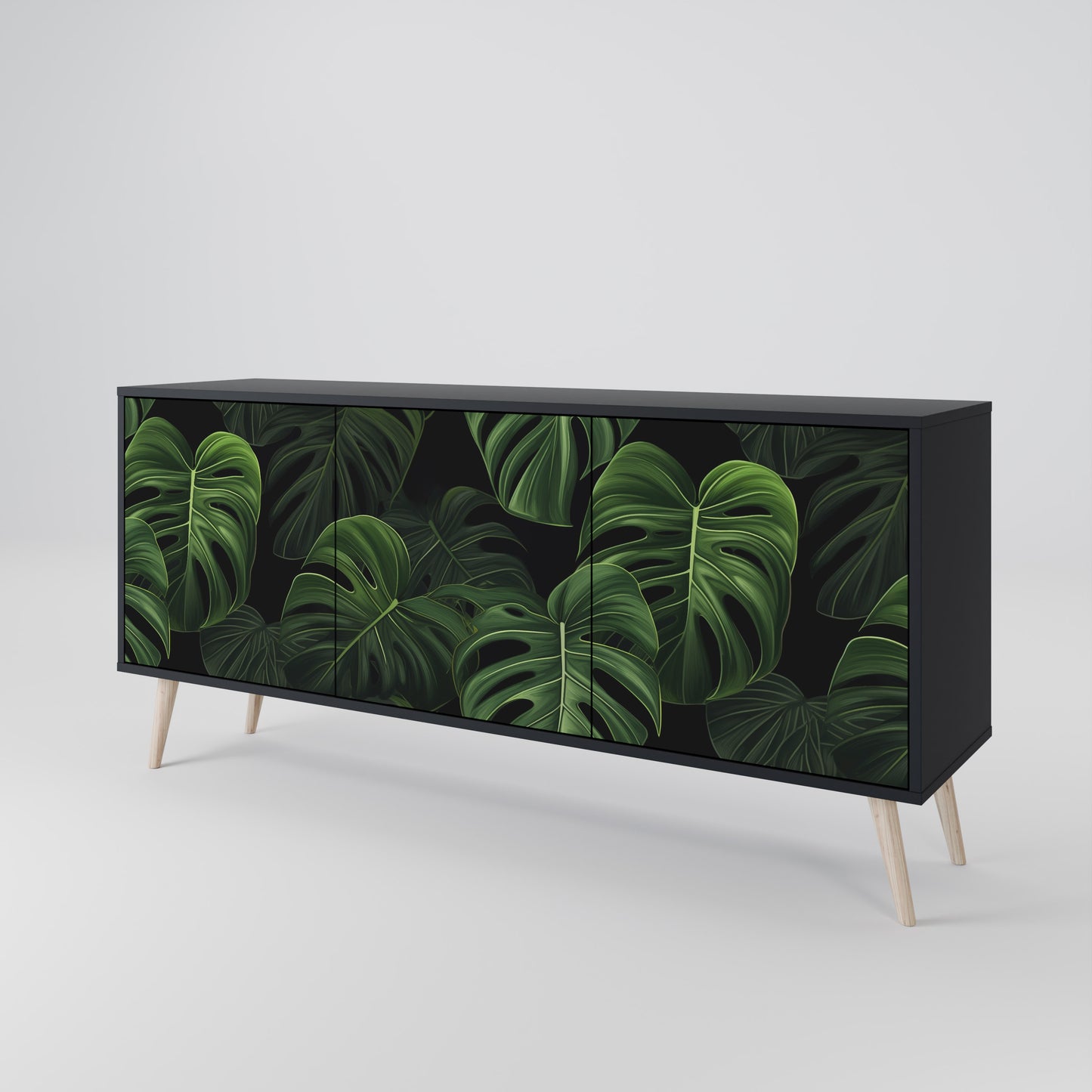 INFINITE MONSTERA 3-dörrars skänk i svart finish