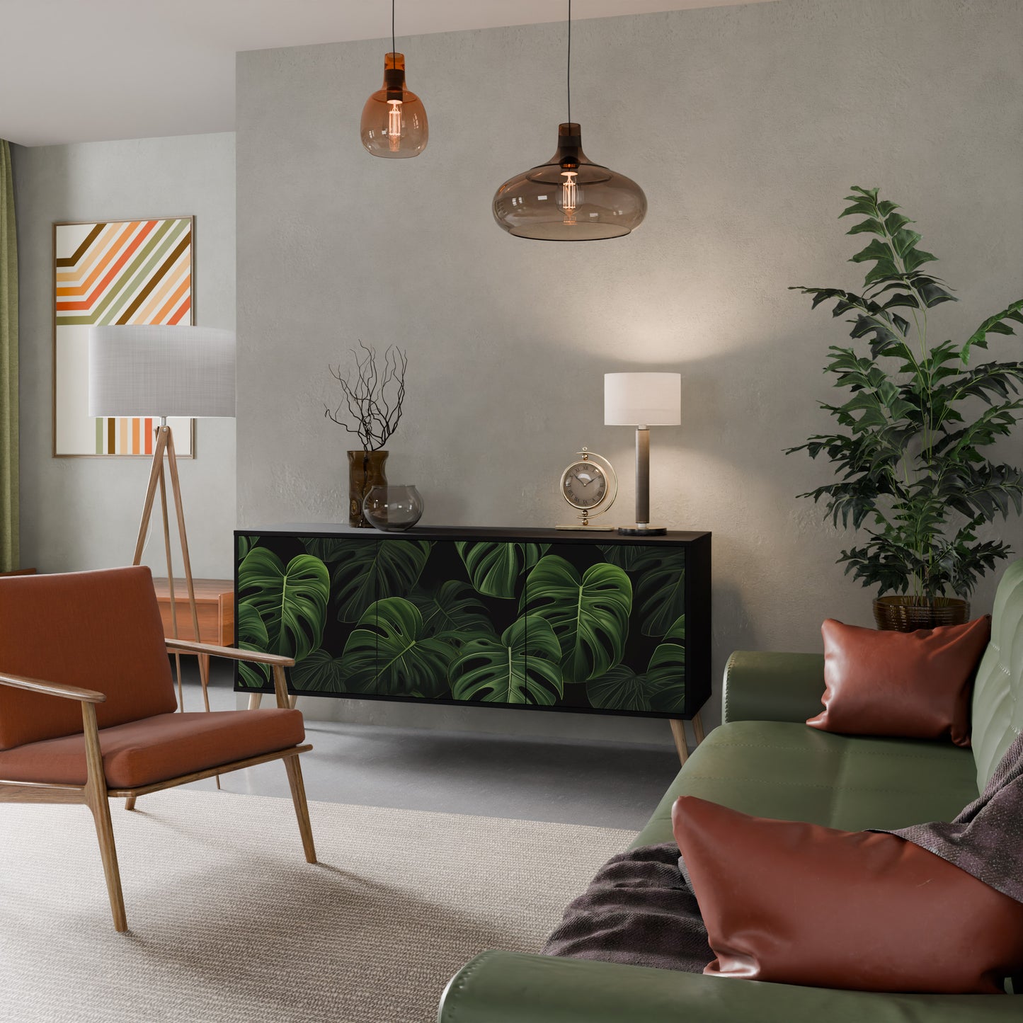 INFINITE MONSTERA 3-dörrars skänk i svart finish