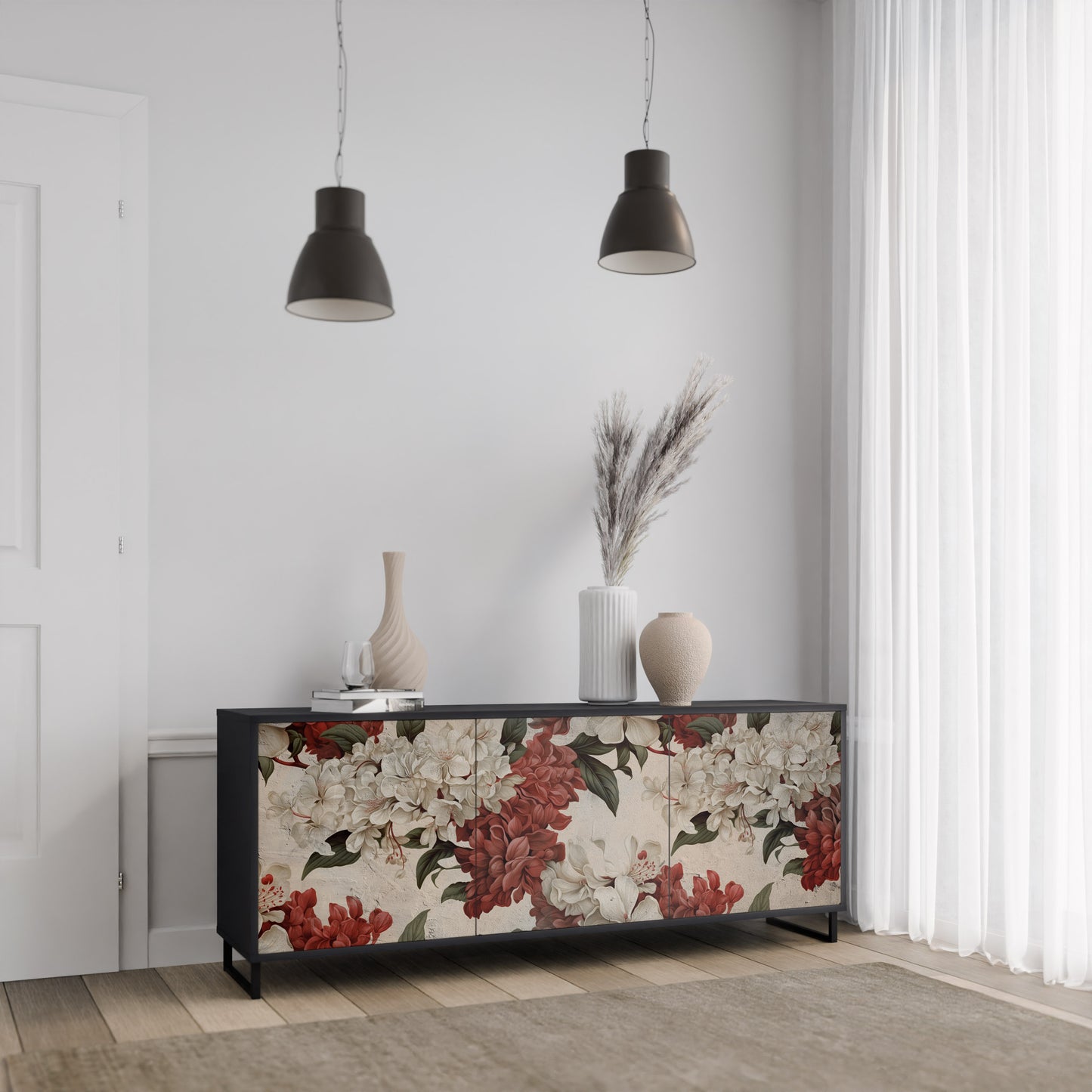 EPHEMERAL DAYS 3-Door Sideboard in Black Finish