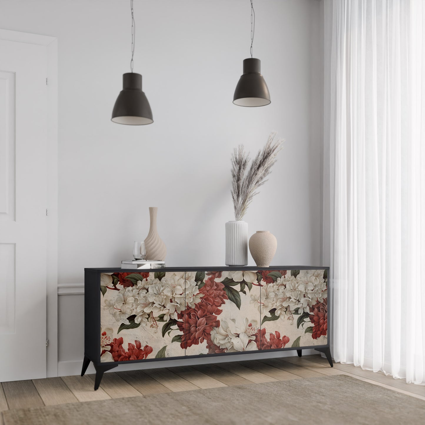 EPHEMERAL DAYS 3-Door Sideboard in Black Finish