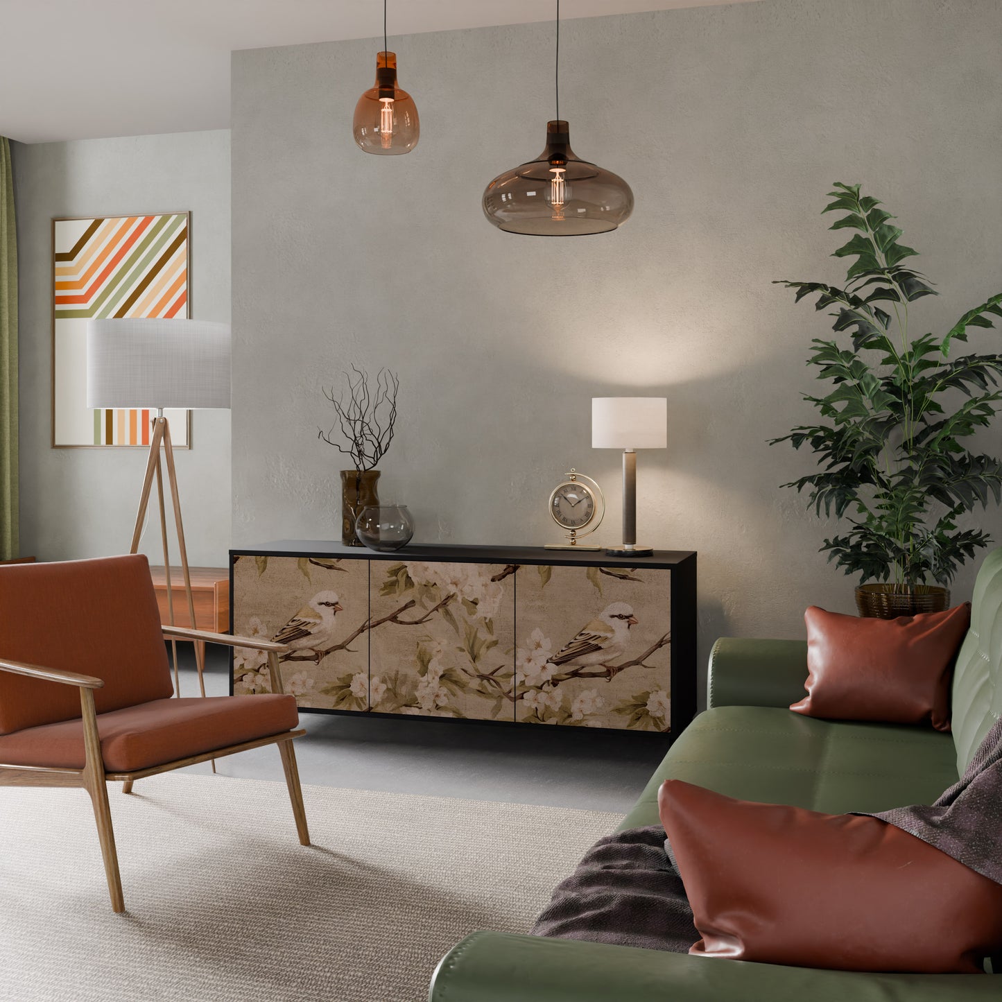 PETAL DISTINGUISH 3-dörrars skänk i svart finish