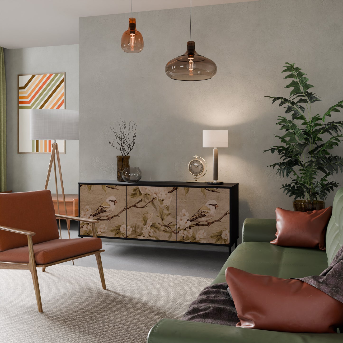PETAL DISTINGUISH 3-dörrars skänk i svart finish