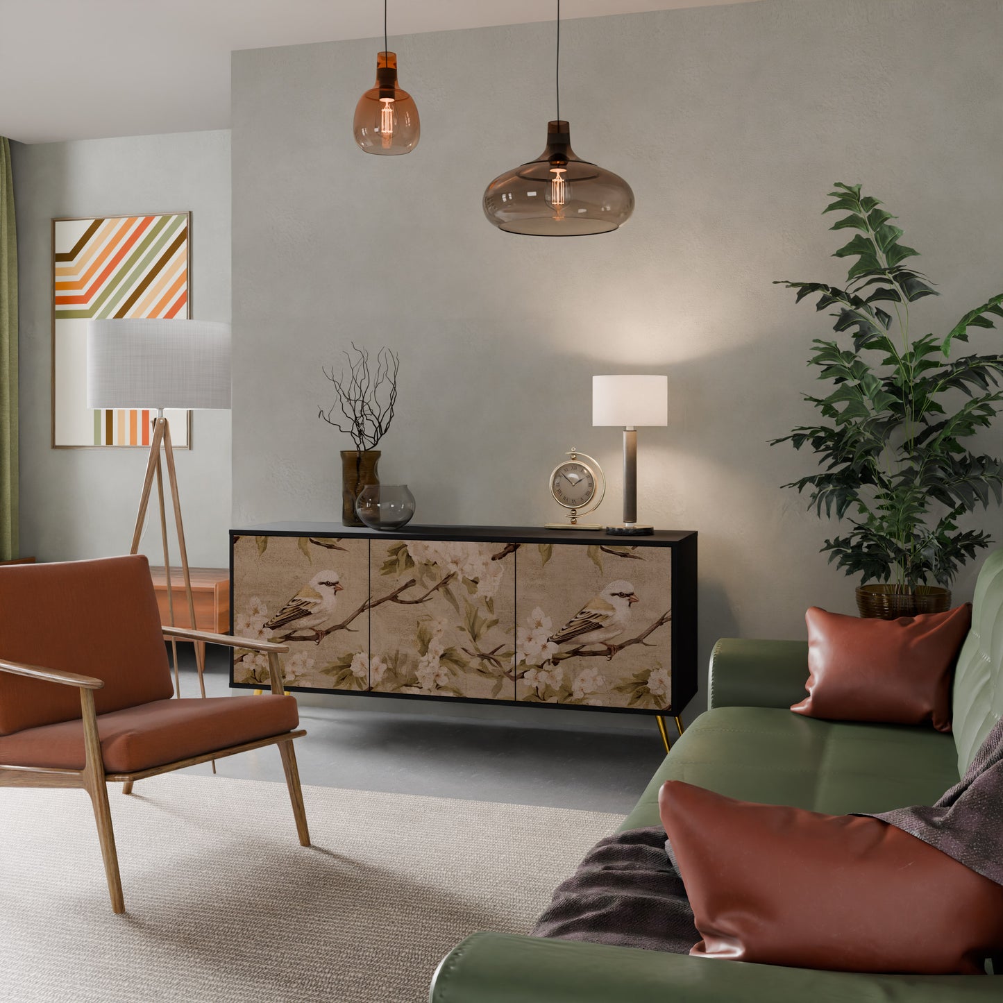 PETAL DISTINGUISH 3-dörrars skänk i svart finish