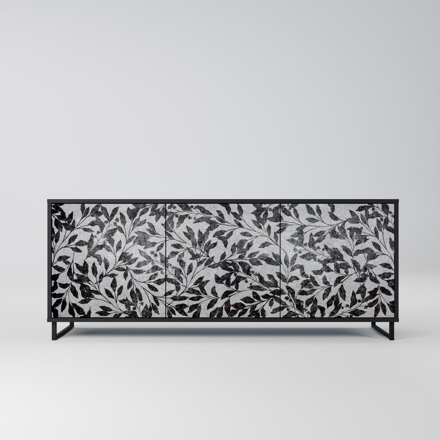 CHARCOAL SPROUT 3-dörrars skänk i svart finish