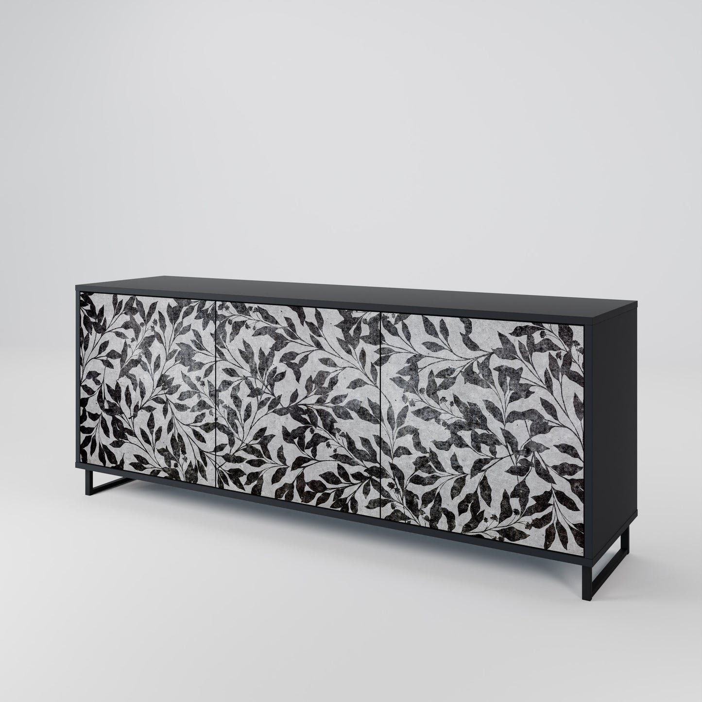 CHARCOAL SPROUT 3-dörrars skänk i svart finish