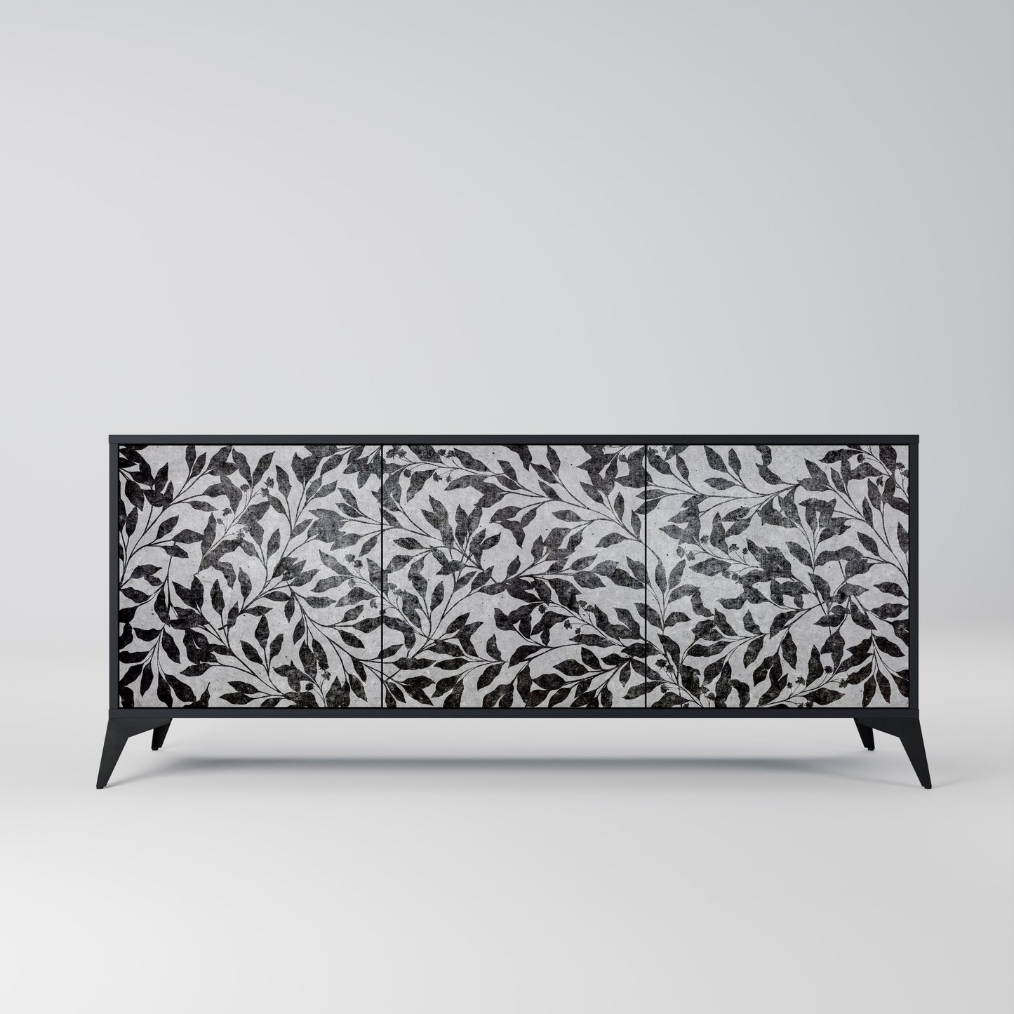 CHARCOAL SPROUT 3-dörrars skänk i svart finish