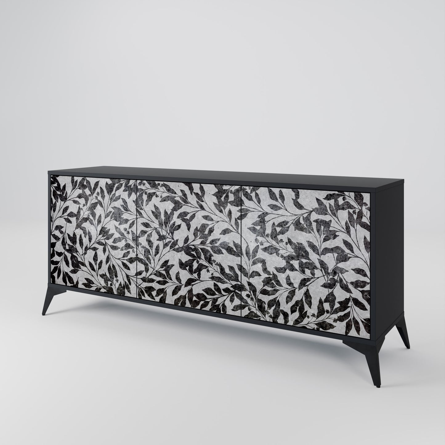 CHARCOAL SPROUT 3-dörrars skänk i svart finish