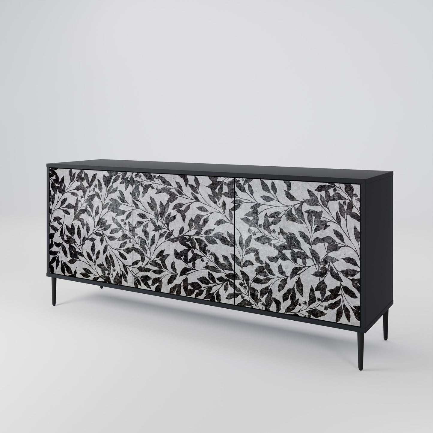 CHARCOAL SPROUT 3-dörrars skänk i svart finish