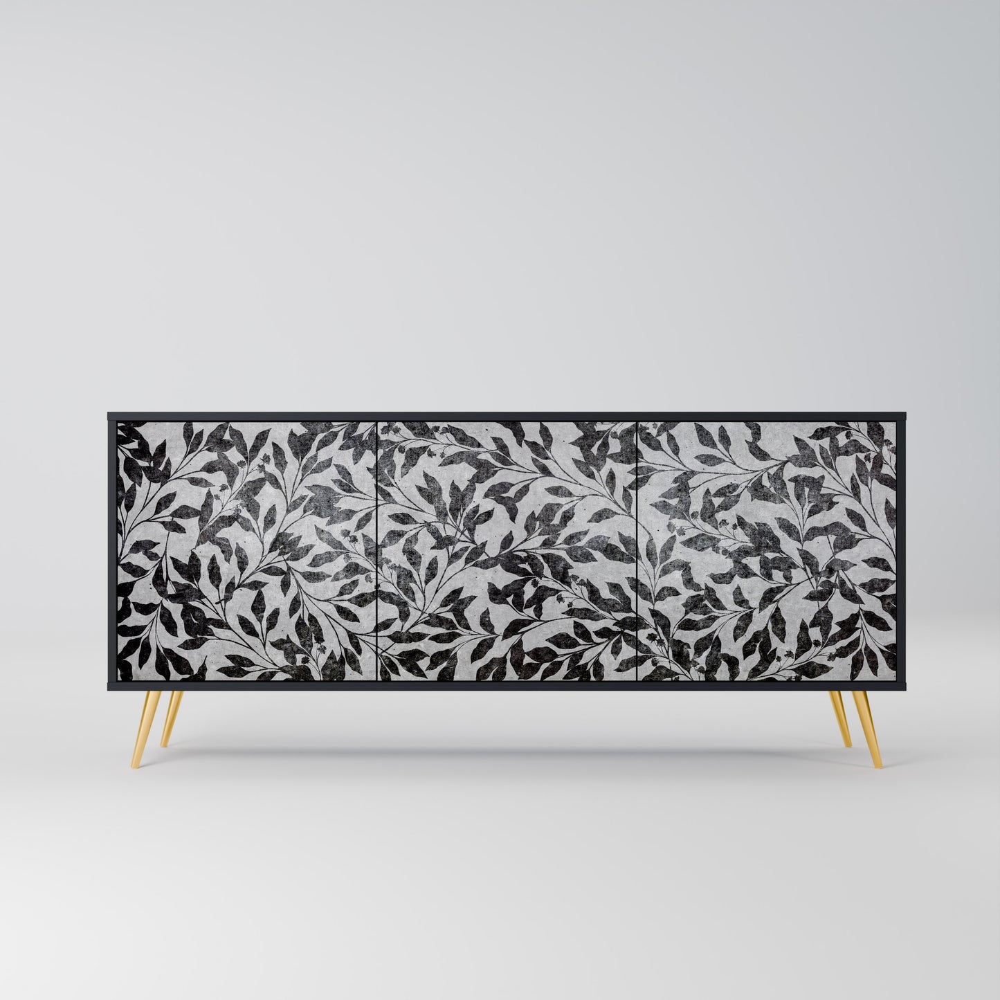CHARCOAL SPROUT 3-dörrars skänk i svart finish