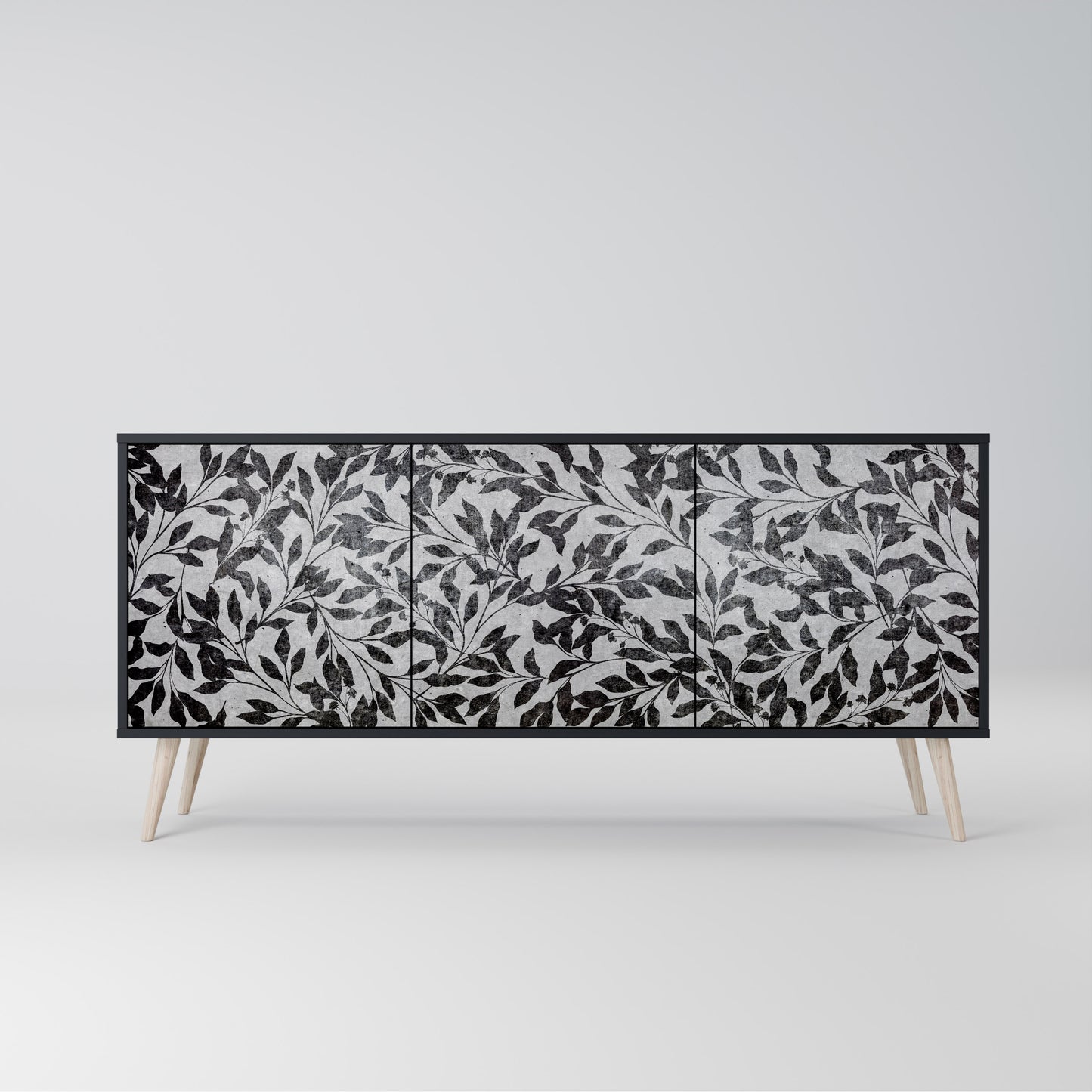 CHARCOAL SPROUT 3-dörrars skänk i svart finish