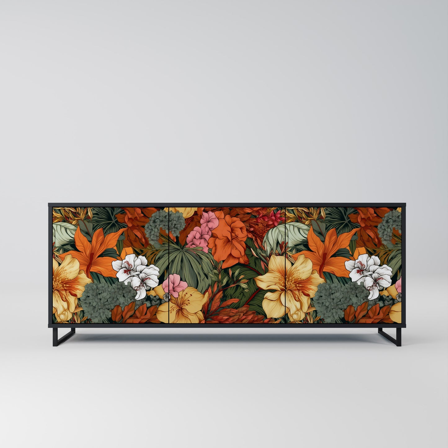 RADIANT FLORA 3-dörrars skänk i svart finish
