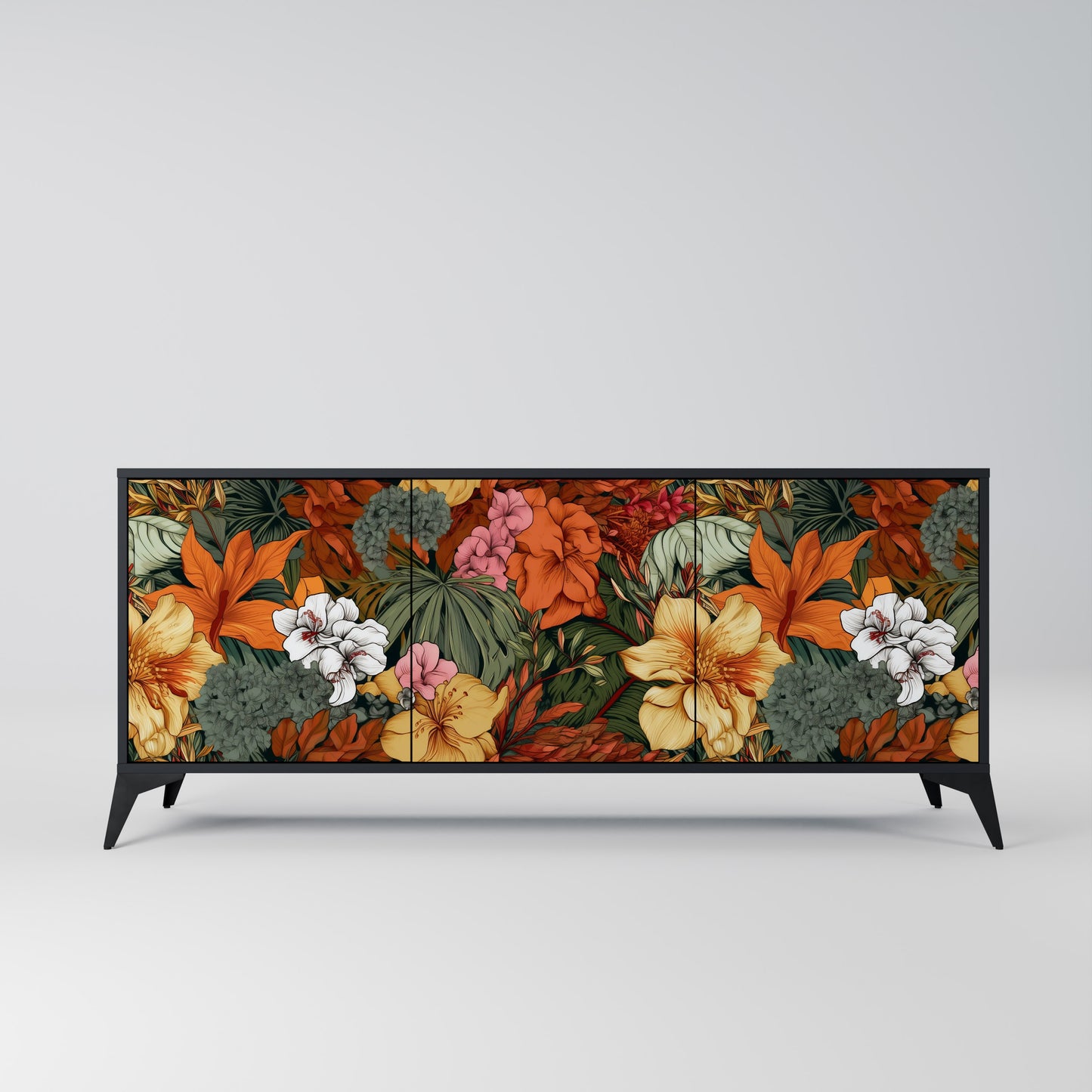 RADIANT FLORA 3-dörrars skänk i svart finish