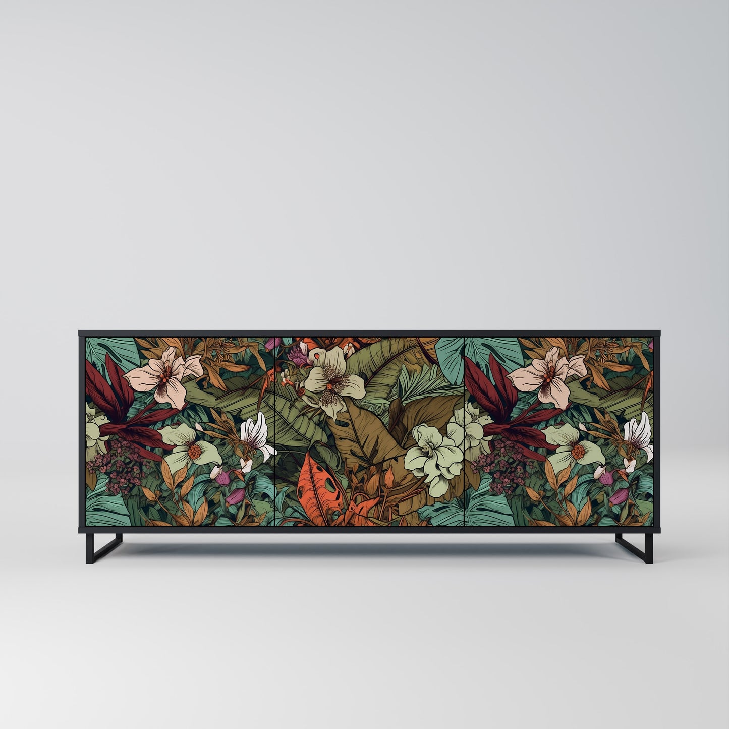 BOTANICAL EMERGENCE 3-dörrars skänk i svart finish