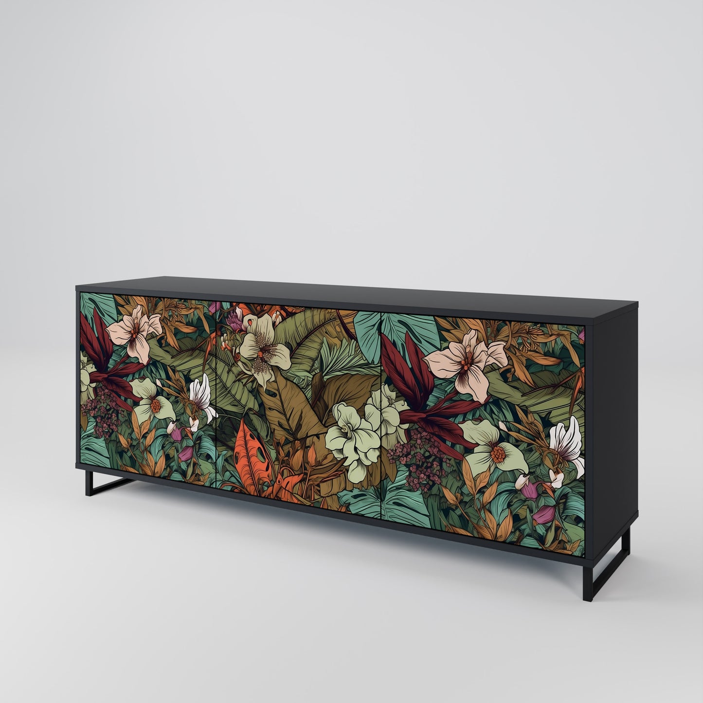 BOTANICAL EMERGENCE 3-dörrars skänk i svart finish