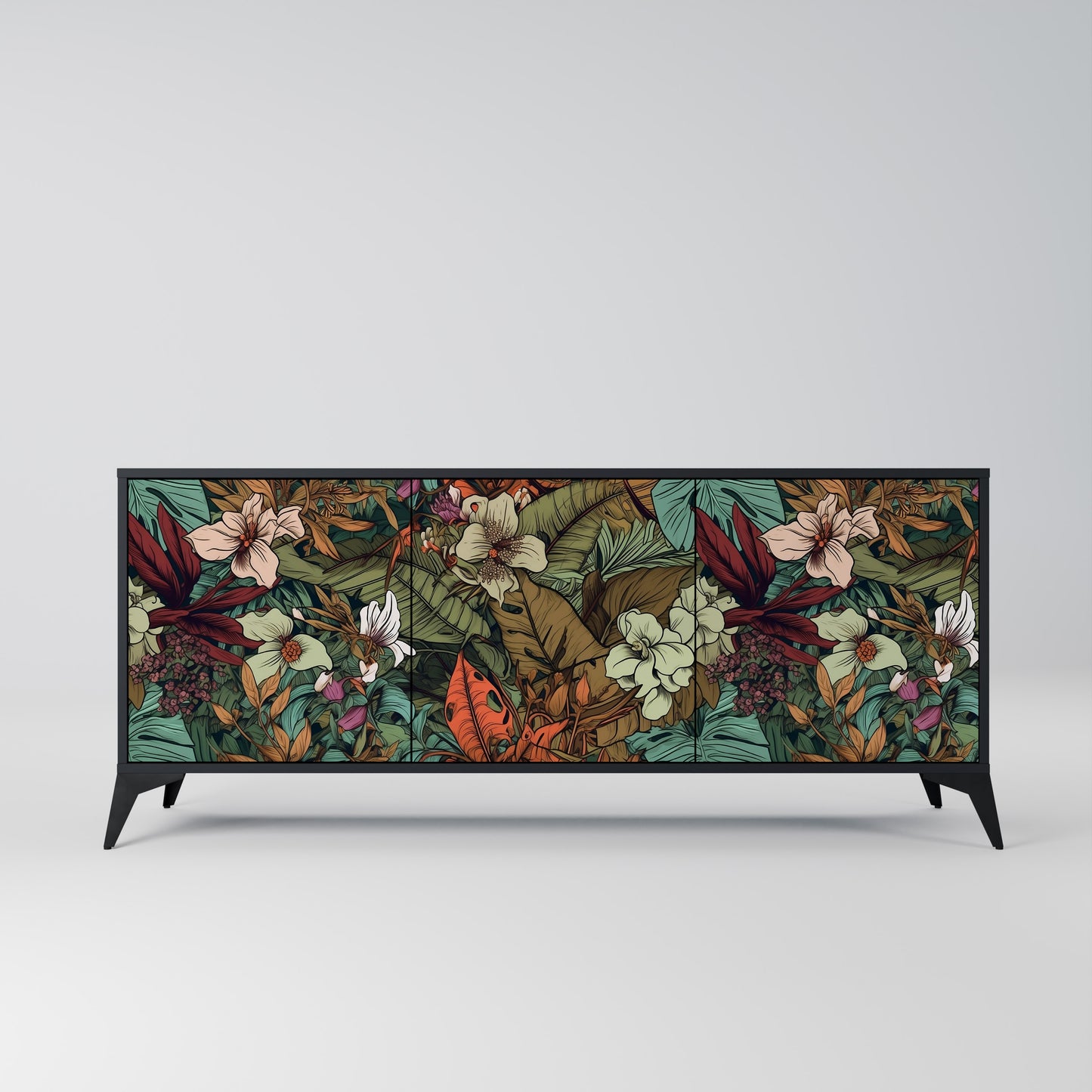 BOTANICAL EMERGENCE 3-dörrars skänk i svart finish