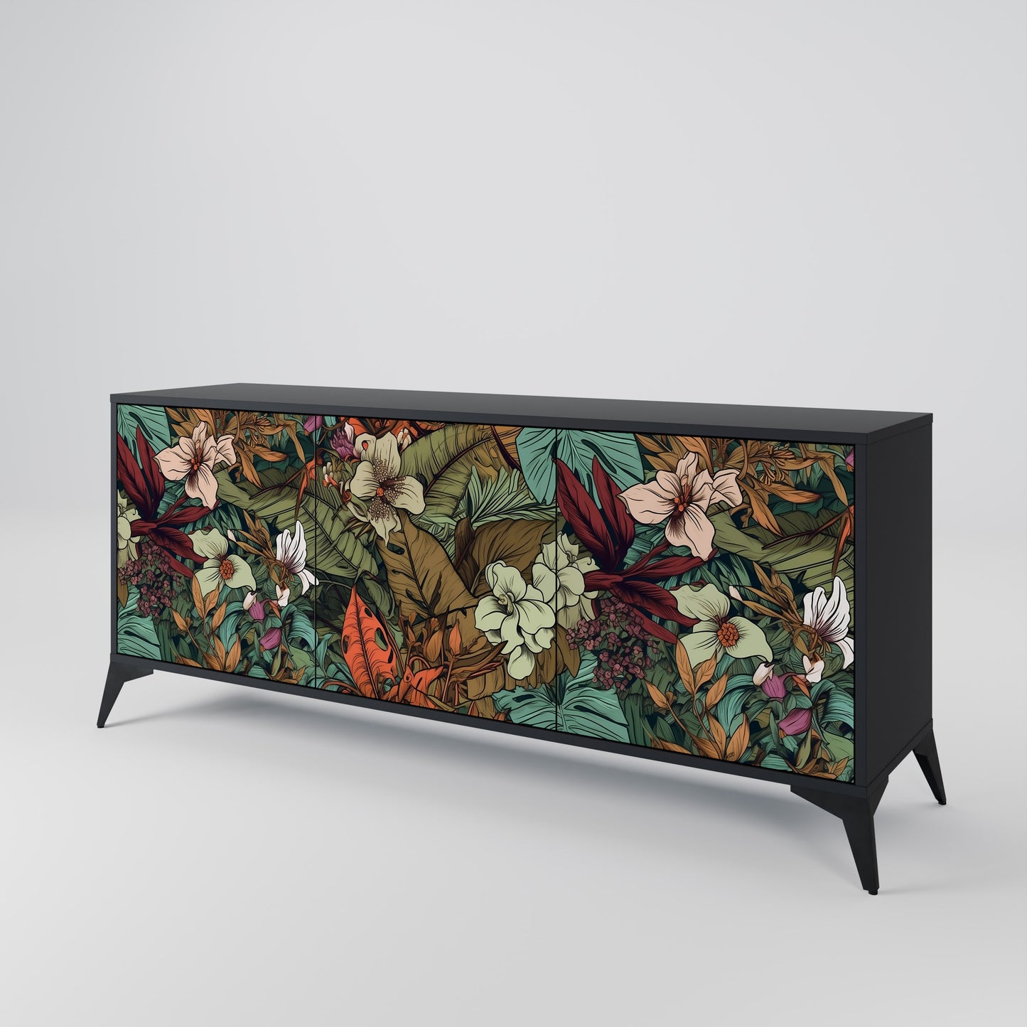 BOTANICAL EMERGENCE 3-dörrars skänk i svart finish