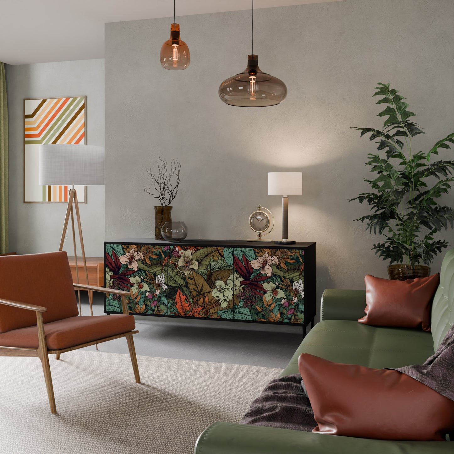 BOTANICAL EMERGENCE 3-dörrars skänk i svart finish