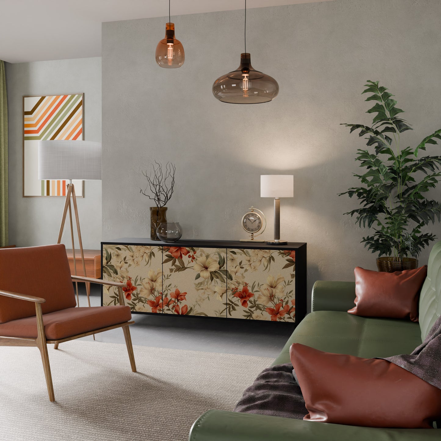 BLOOMING HARMONY 3-dörrars skänk i svart finish