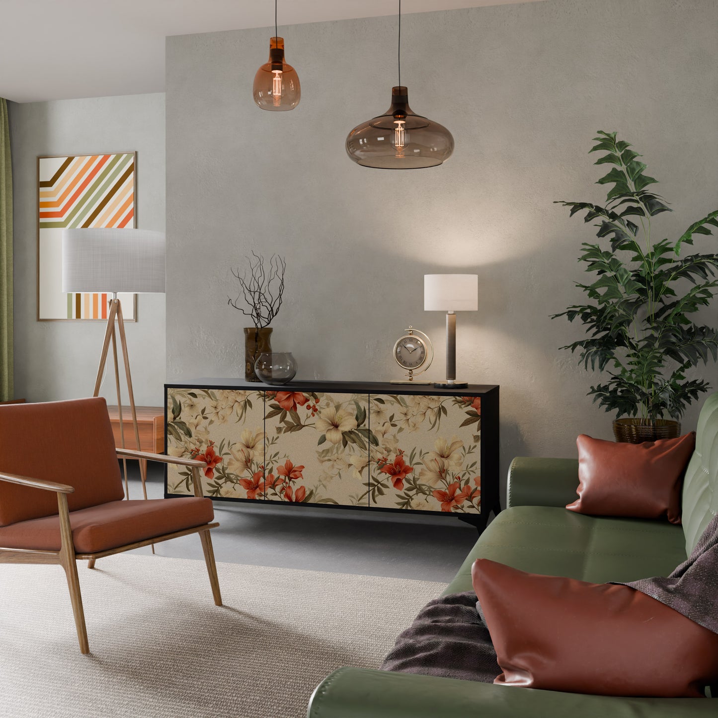 BLOOMING HARMONY 3-dörrars skänk i svart finish