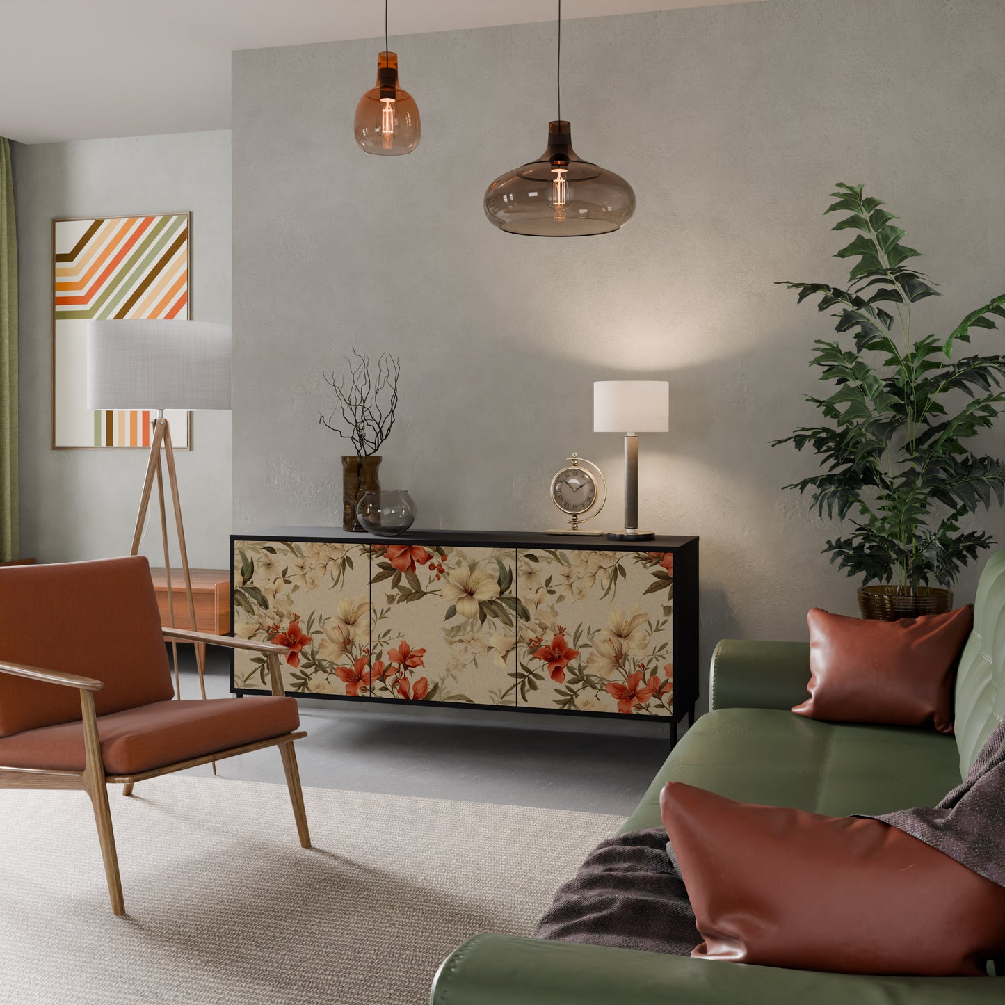 BLOOMING HARMONY 3-dörrars skänk i svart finish