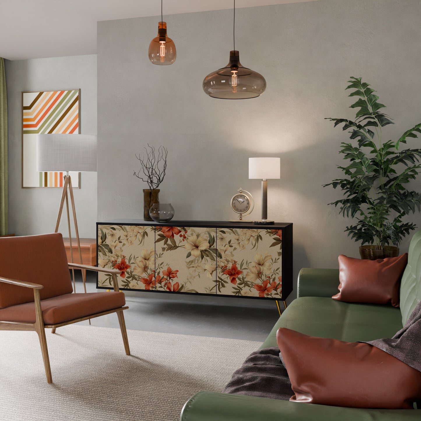 BLOOMING HARMONY 3-dörrars skänk i svart finish