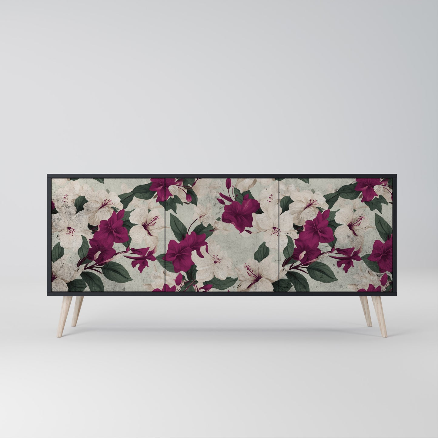 FLOWERET DREAM 3-Door Sideboard in Black Finish