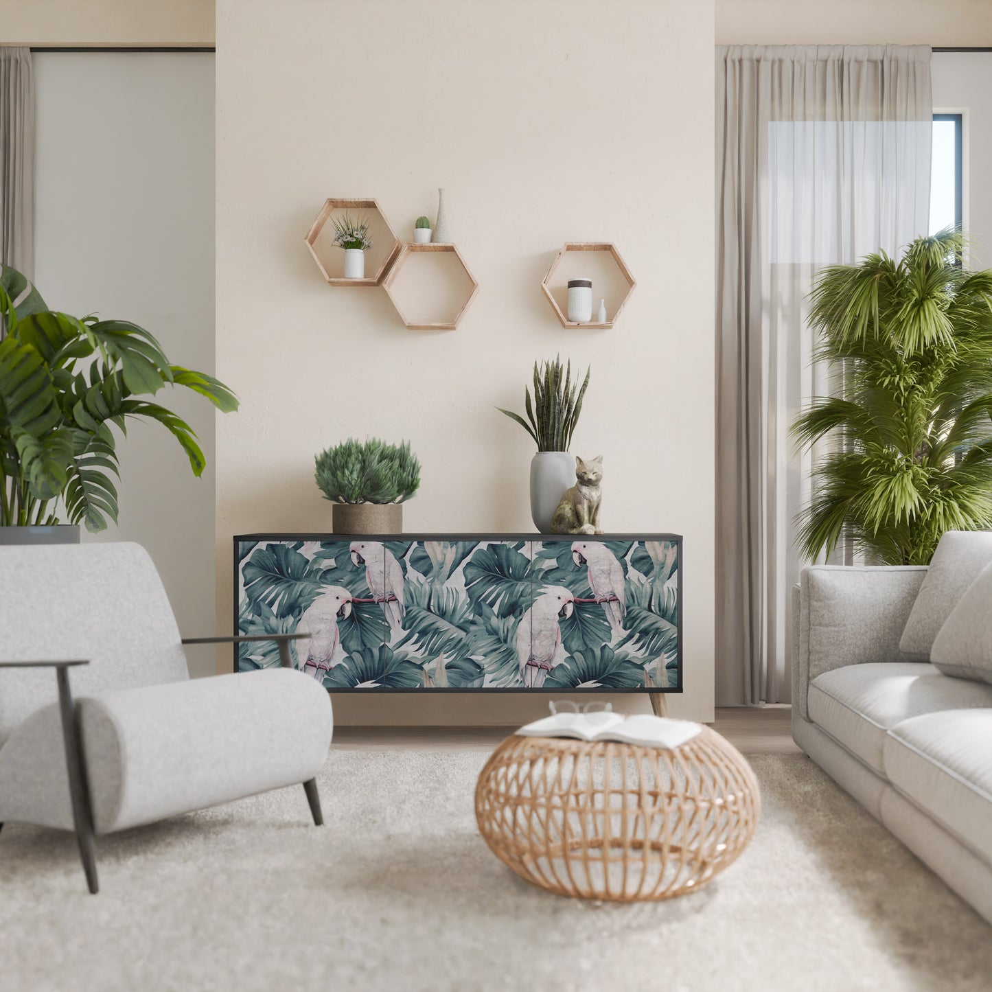 POPINJAY LOOK 3-dörrars skänk i svart finish