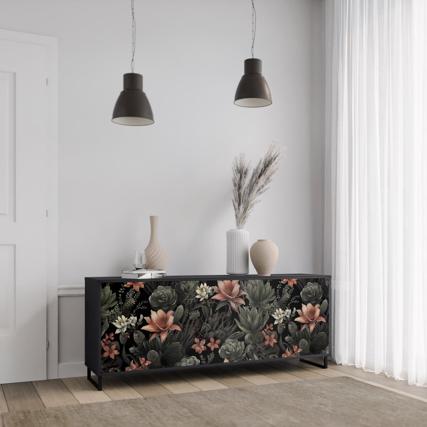 SECRET VERDURE 3-dörrars skänk i svart finish