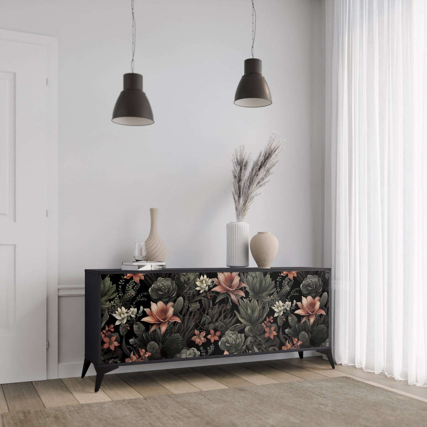 SECRET VERDURE 3-dörrars skänk i svart finish