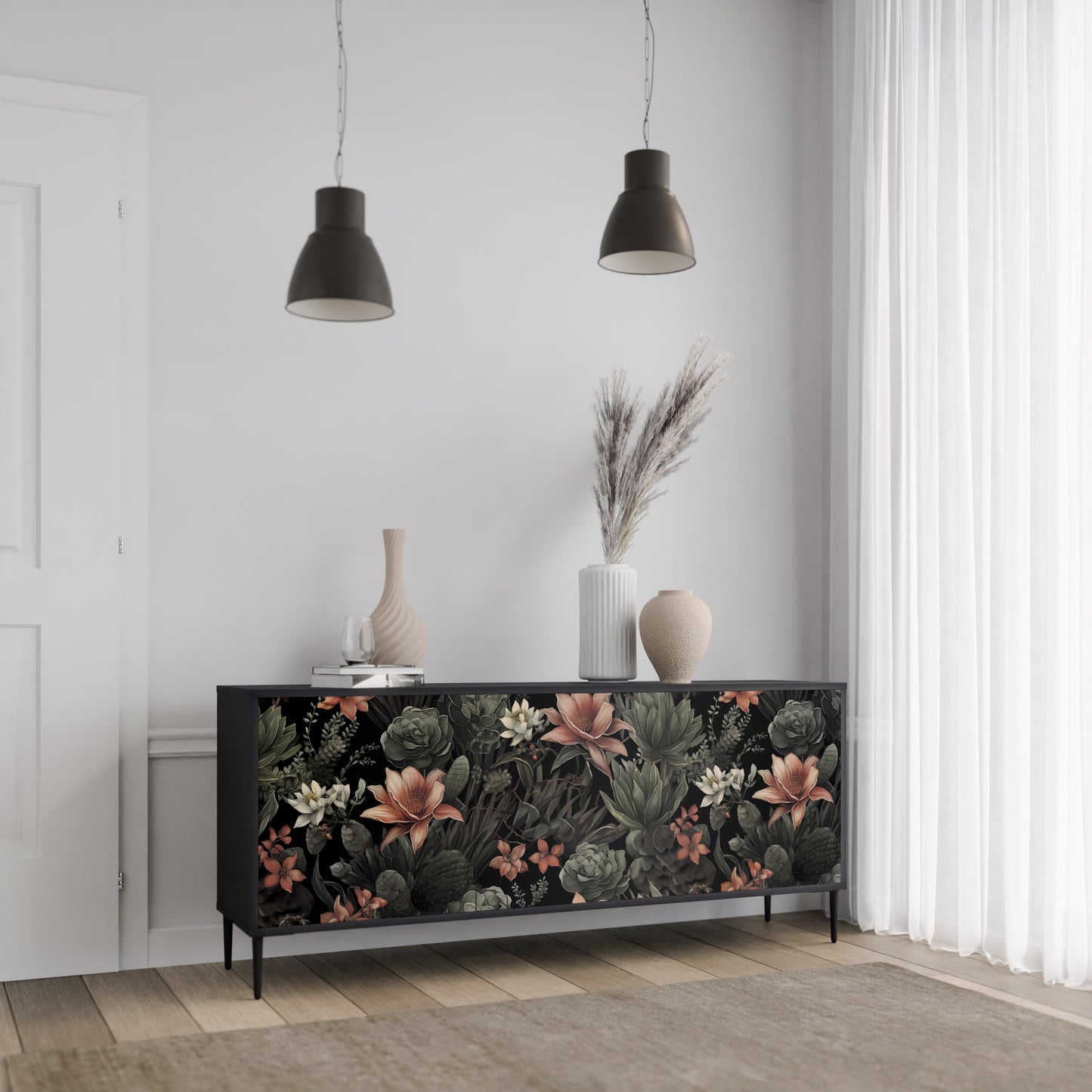 SECRET VERDURE 3-dörrars skänk i svart finish