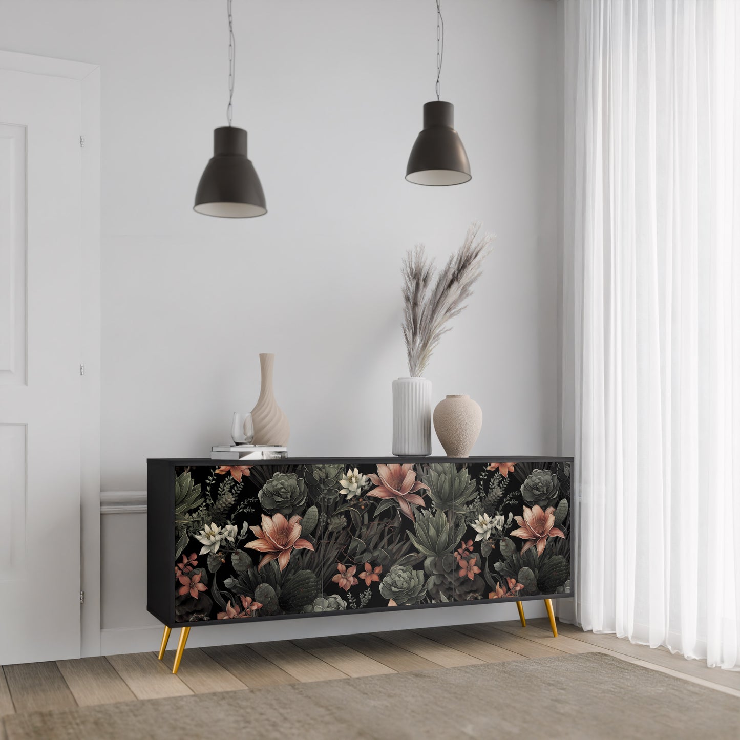 SECRET VERDURE 3-dörrars skänk i svart finish
