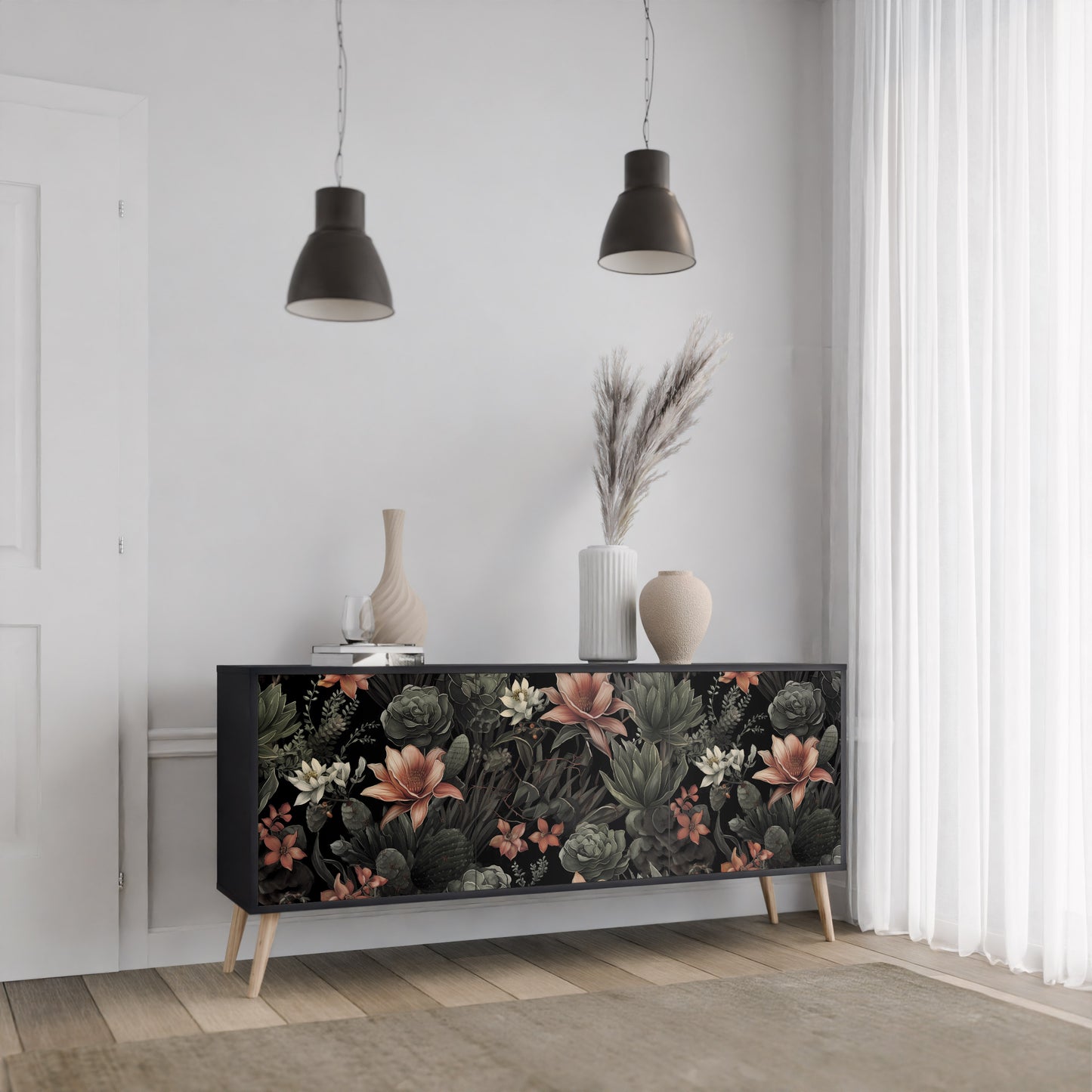 SECRET VERDURE 3-dörrars skänk i svart finish