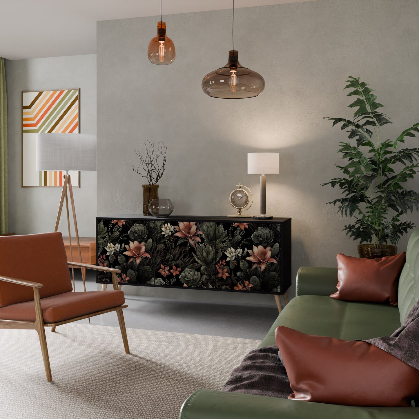 SECRET VERDURE 3-dörrars skänk i svart finish
