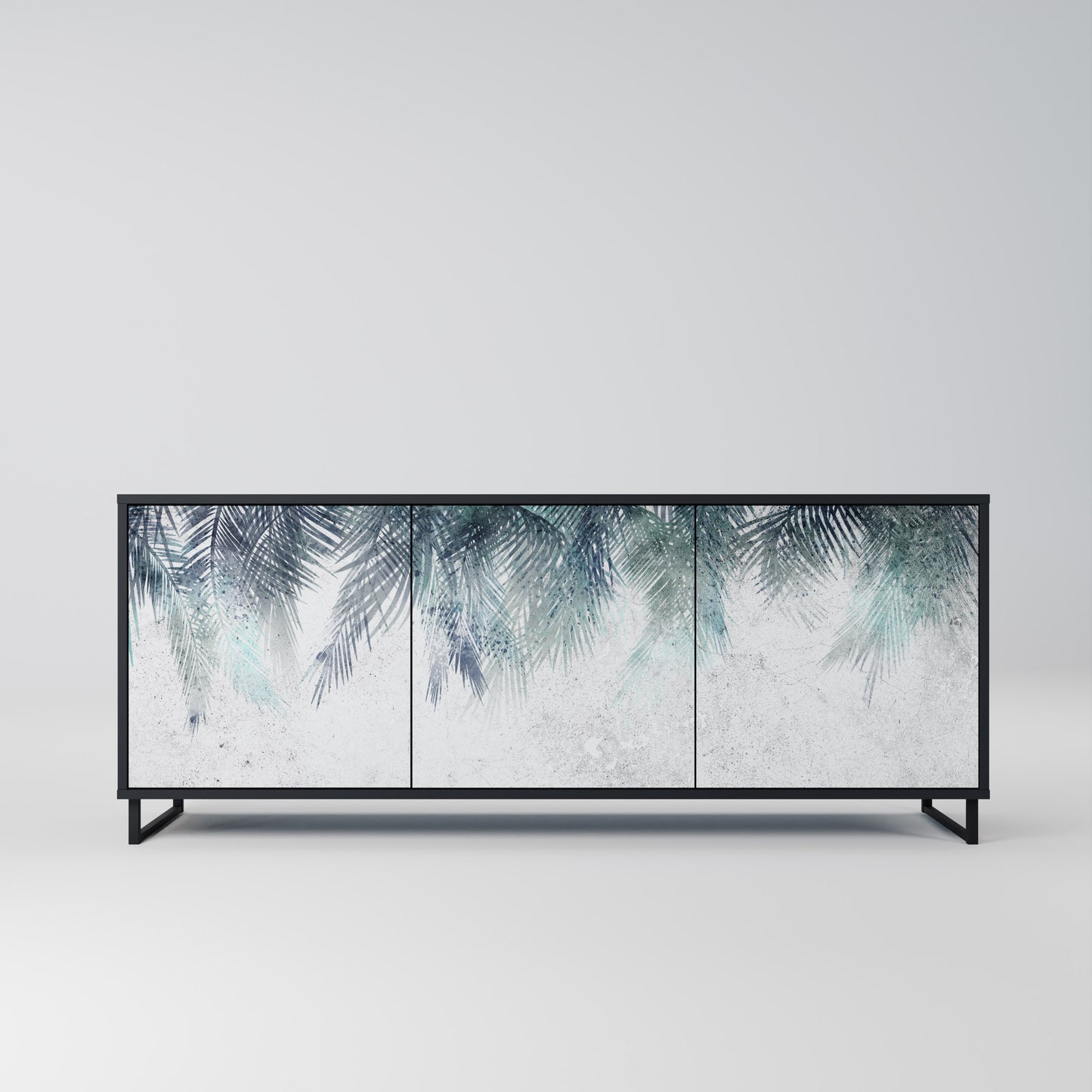 PALM VEIL 3-dörrars skänk i svart finish