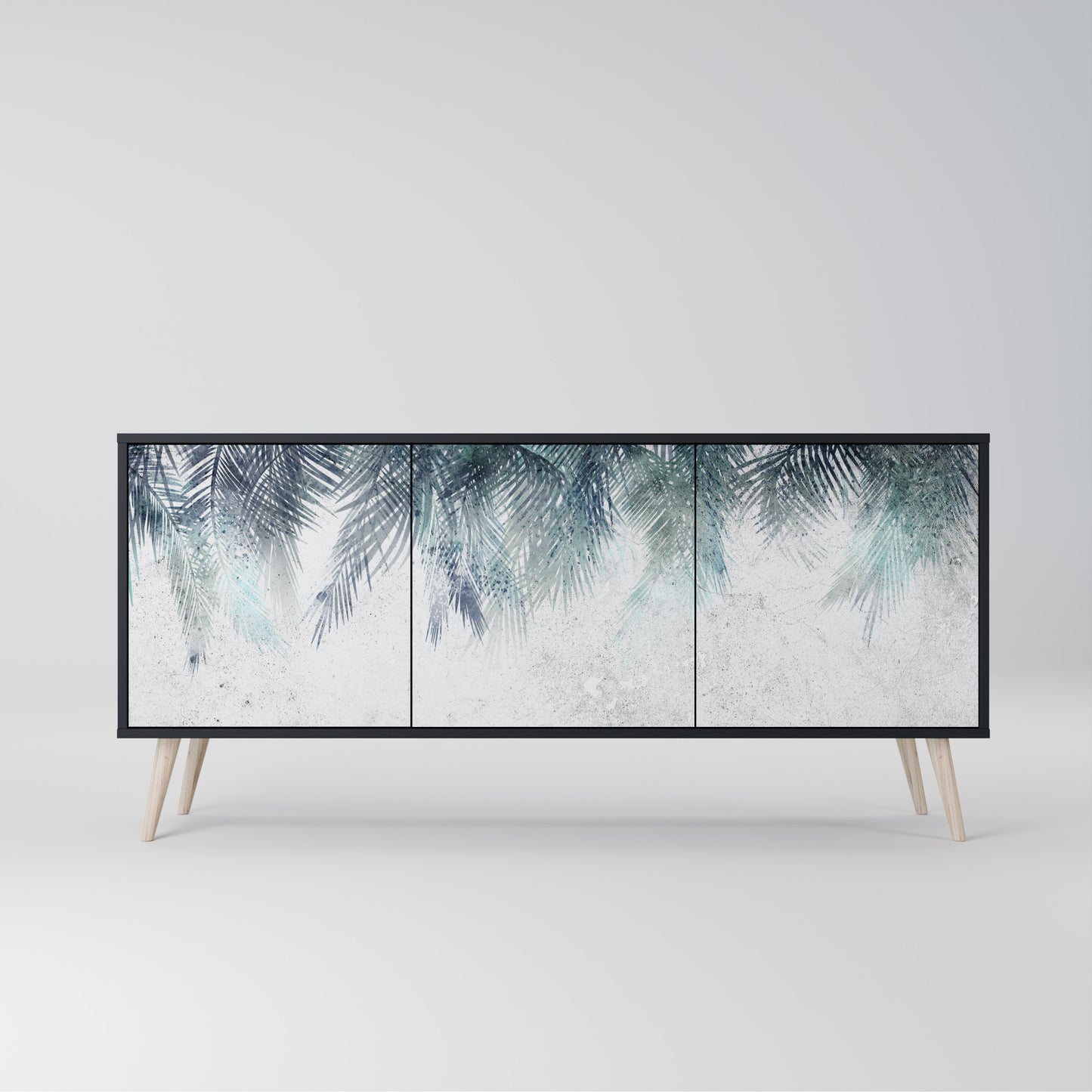 PALM VEIL 3-dörrars skänk i svart finish